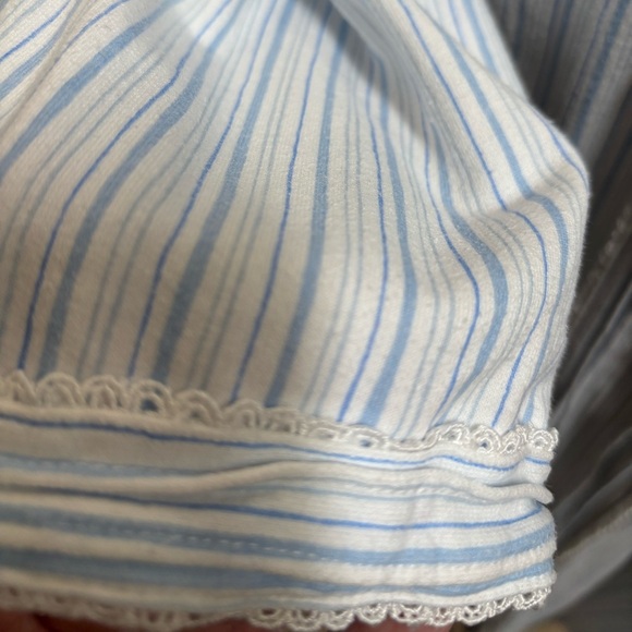 EILEEN WEST STRIPED BLUE & WHITE EYELET ZIP UP ROBE PAJAMAS CASUAL LOUNGING SZ S - Picture 10 of 13